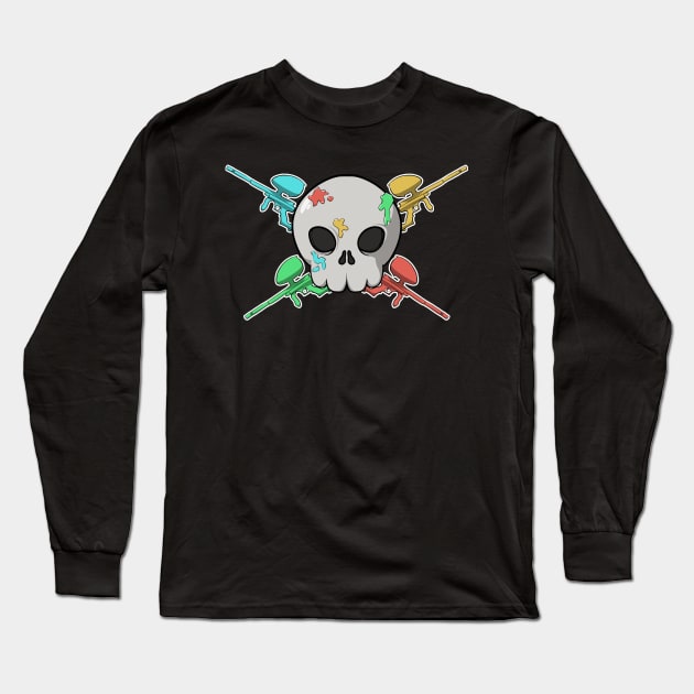 Paintball crew Jolly Roger pirate flag (no caption) Long Sleeve T-Shirt by RampArt